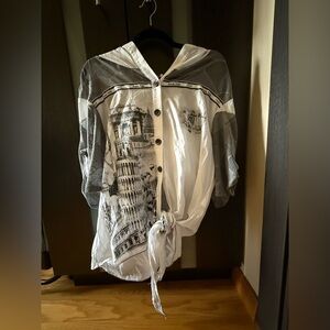 ANNA & NADIA White Tie Top Womens Size XL